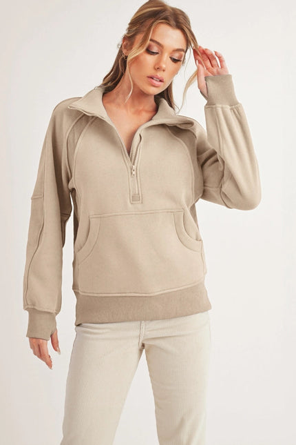 Long Dove Funnel Neck Half Zip Oat