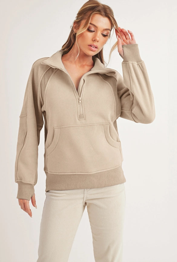 Long Dove Funnel Neck Half Zip Oat