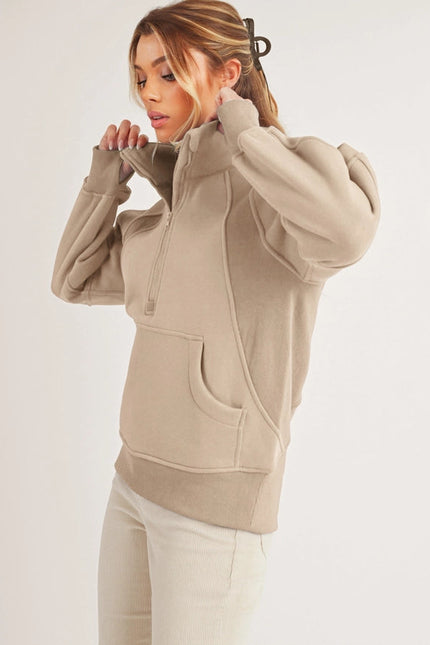 Long Dove Funnel Neck Half Zip Oat