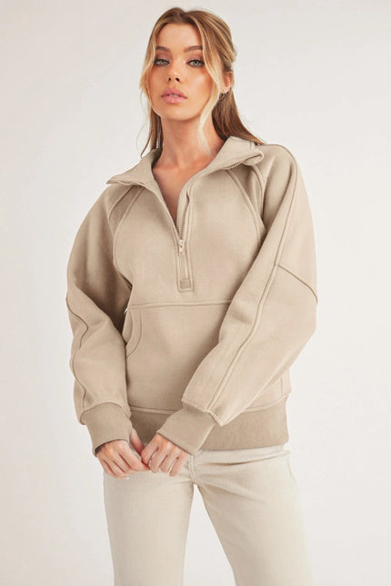 Long Dove Funnel Neck Half Zip Oat