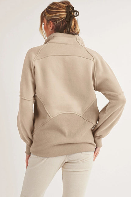 Long Dove Funnel Neck Half Zip Oat