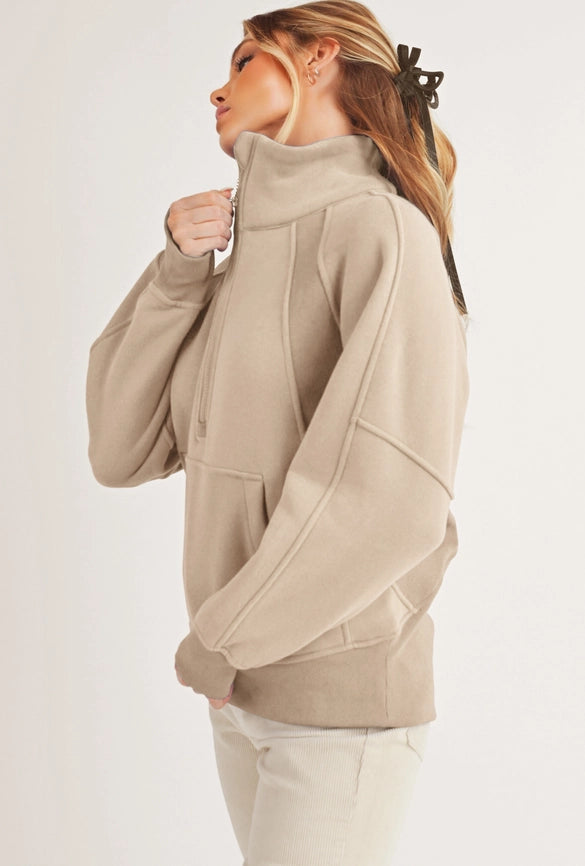 Long Dove Funnel Neck Half Zip Oat