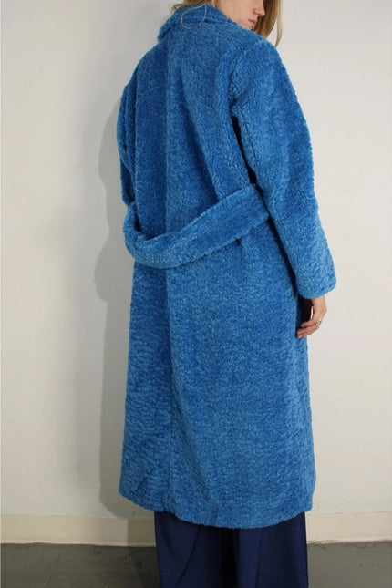 Long Teddy Bear Coat BLUE