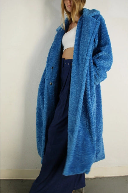 Long Teddy Bear Coat BLUE