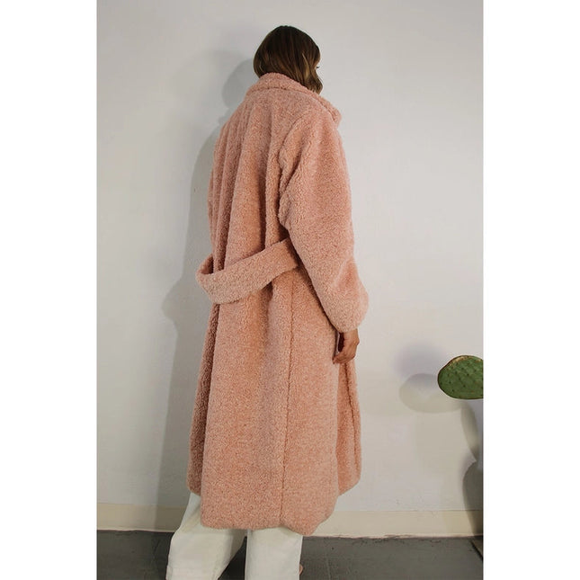 Long Teddy Bear Coat POWDER PINK