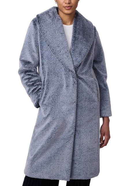 Longline Faux Fur Coat Grey