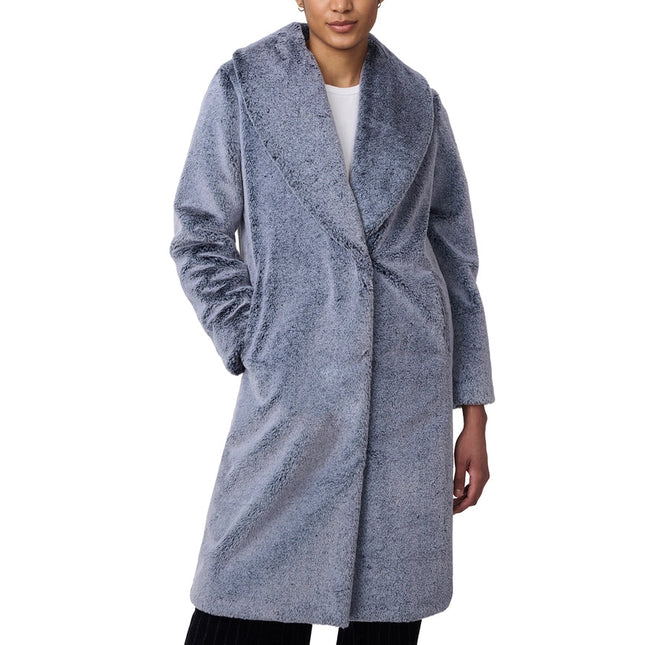 Longline Faux Fur Coat Grey