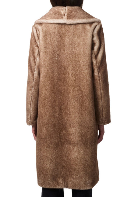 Longline Faux Fur Coat Tan