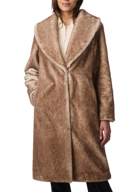 Longline Faux Fur Coat Tan