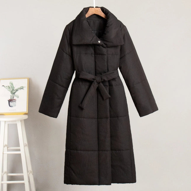 Loose Fitting Long Stand Up Collar Coat Black