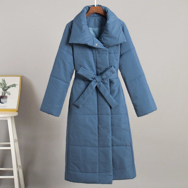 Loose Fitting Long Stand Up Collar Coat Blue