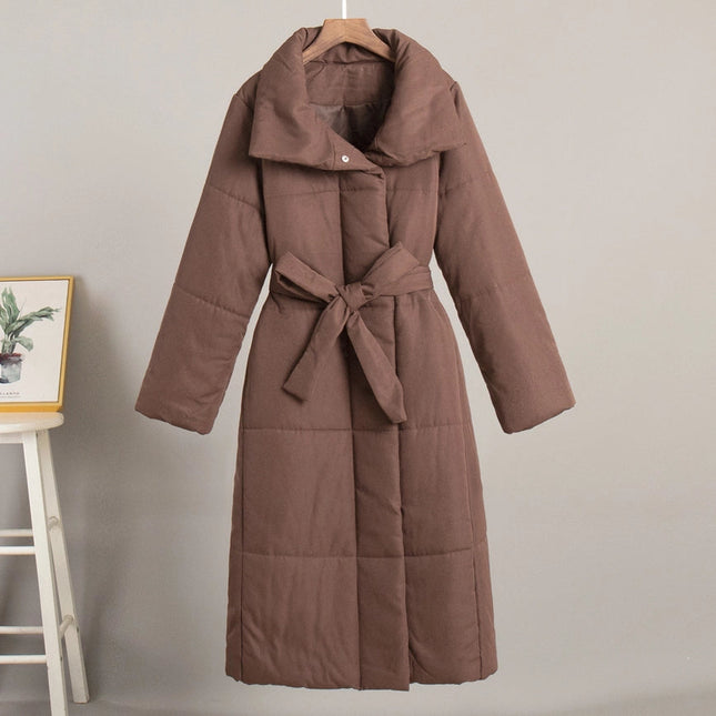 Loose Fitting Long Stand Up Collar Coat Coffee