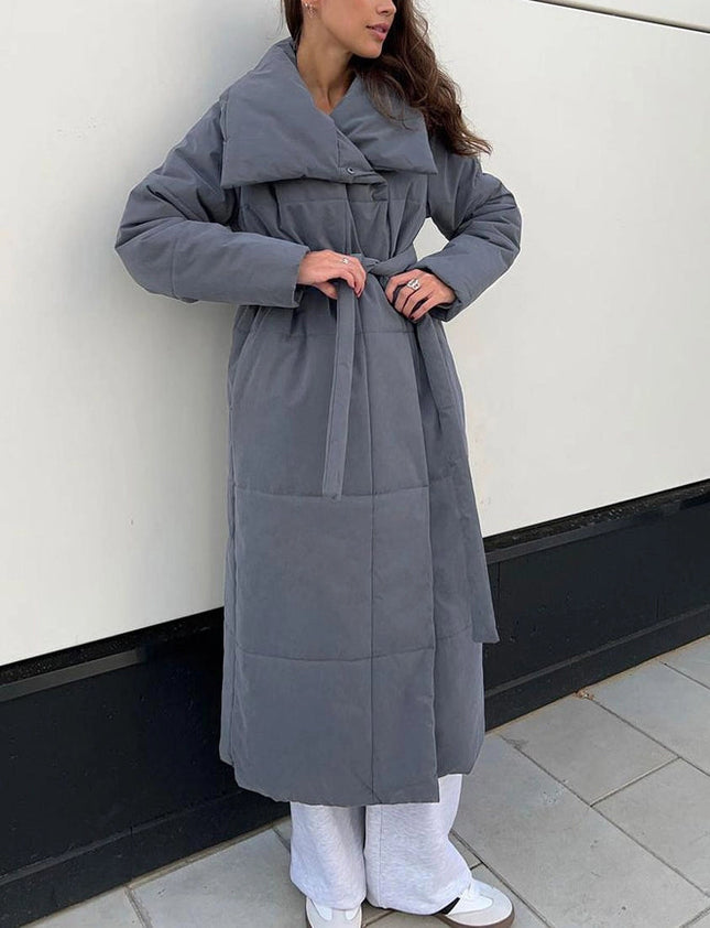 Loose Fitting Long Stand Up Collar Coat Darkgray