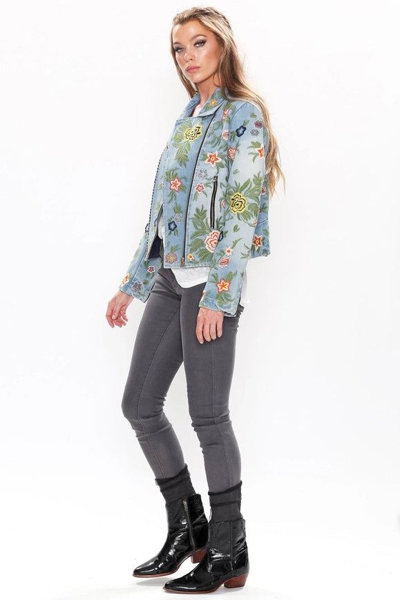 Lucinda Embroidered Denim Jacket-Jacket-Aratta-Urbanheer