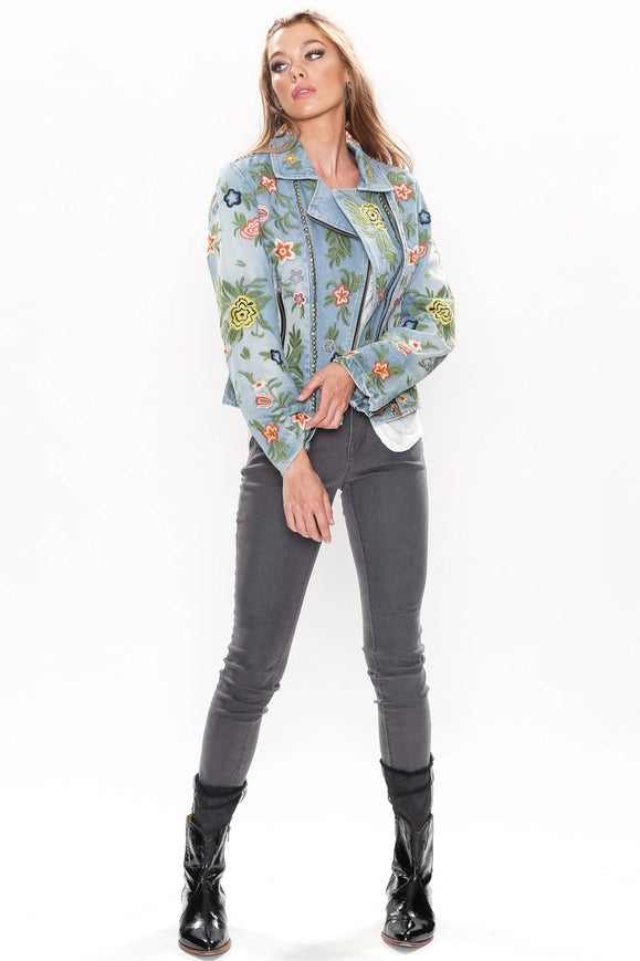 Lucinda Embroidered Denim Jacket-Jacket-Aratta-Urbanheer