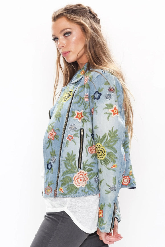 Lucinda Embroidered Denim Jacket-Jacket-Aratta-Urbanheer