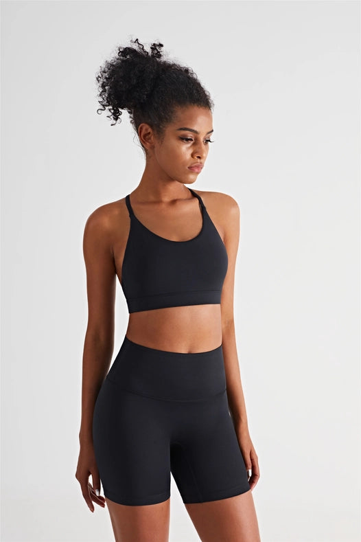 Luna Triangle-Back Sports Bra Black