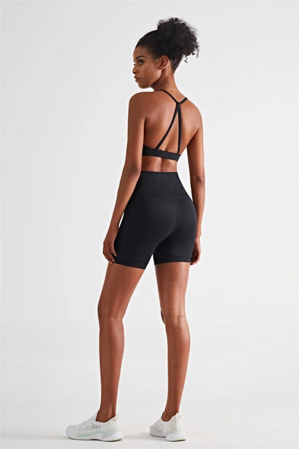 Luna Triangle-Back Sports Bra Black