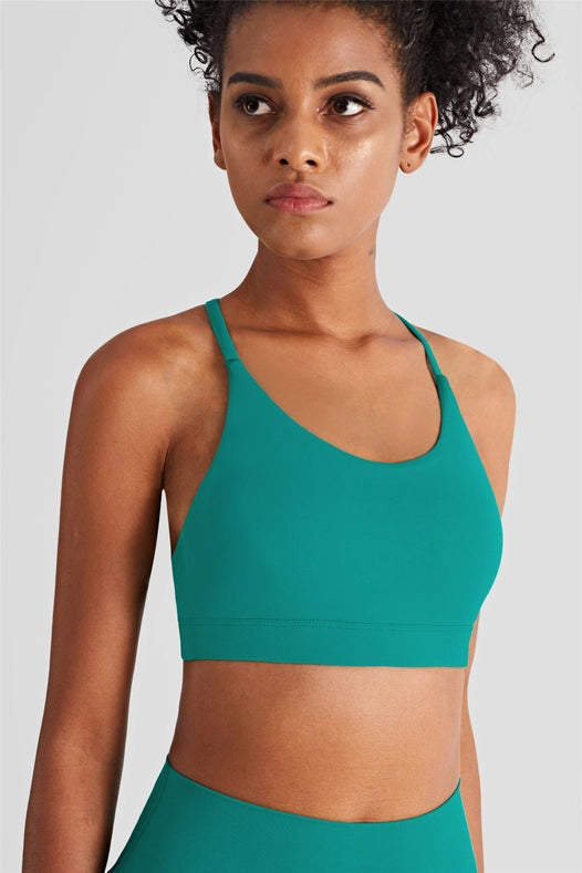 Luna Triangle-Back Sports Bra Emerald