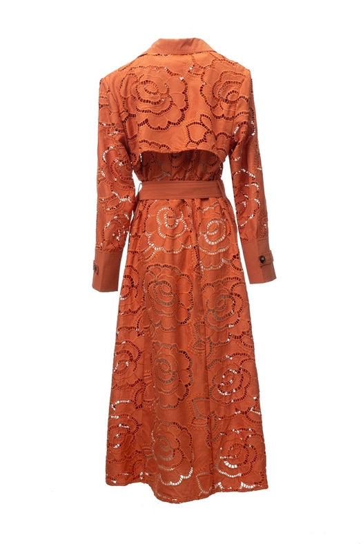 Luxury Sunflower Embroidery Slim Windbreake Orange