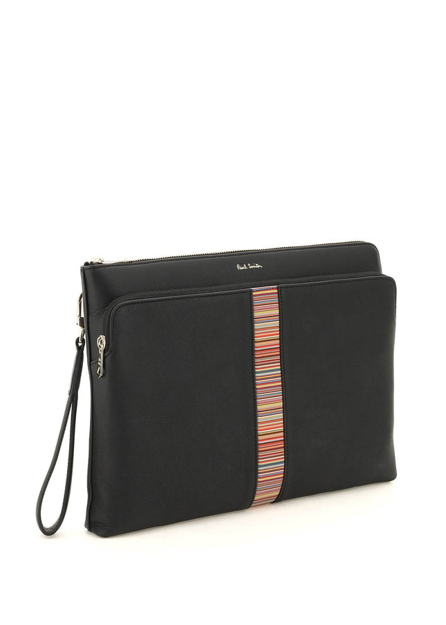 Paul Smith signture stripe leather pouch