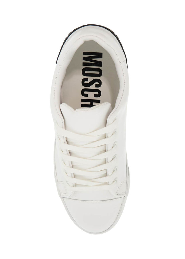 Moschino leather sneakers with rubber logo detail.