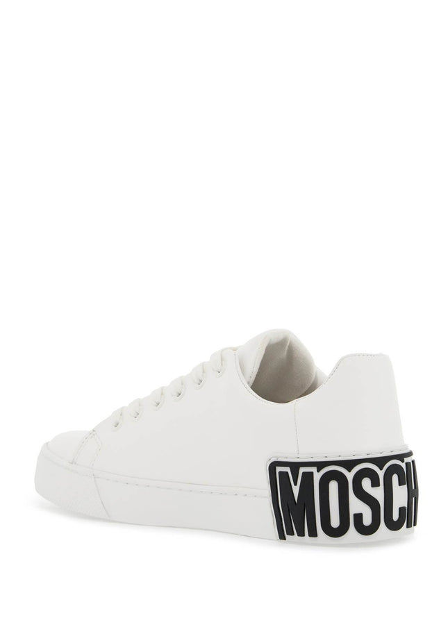 Moschino leather sneakers with rubber logo detail.