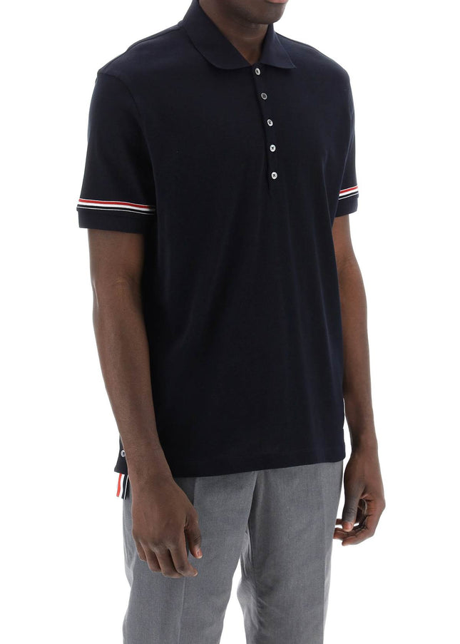 Thom Browne Tricolor Intarsia Polo Shirt Black-THOM BROWNE-Urbanheer