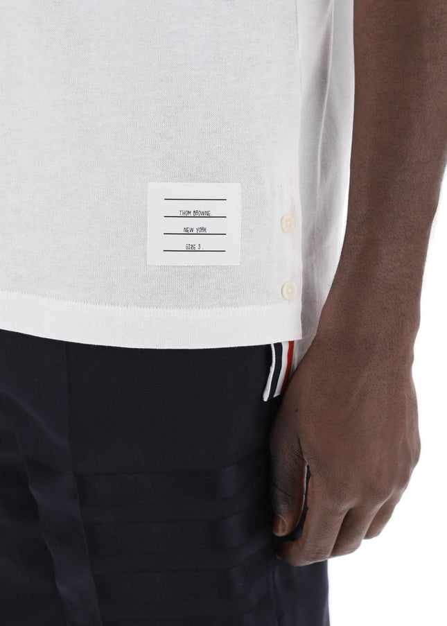 Thom Browne Tricolor Intarsia Polo Shirt White-THOM BROWNE-Urbanheer