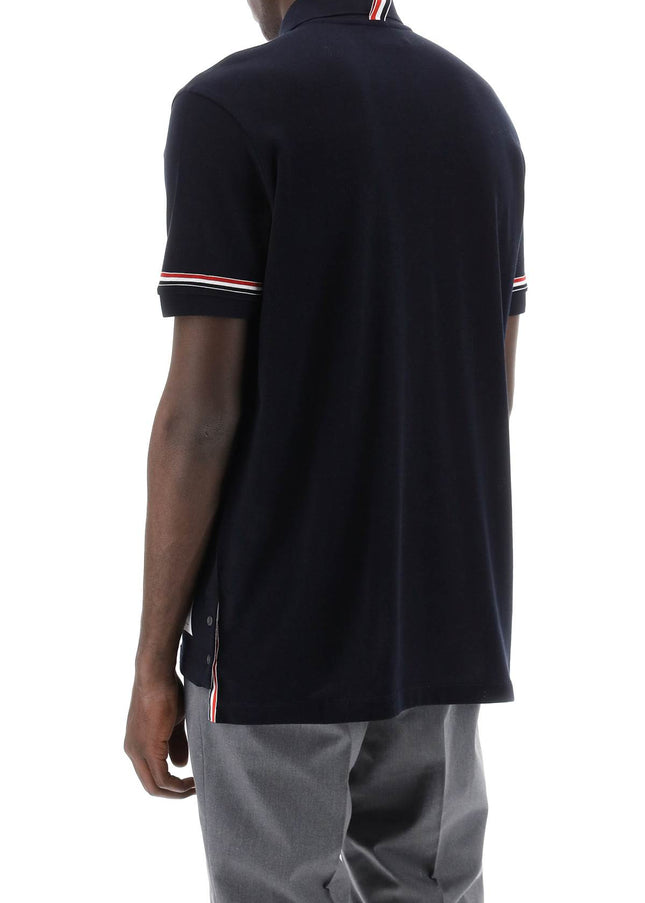 Thom Browne Tricolor Intarsia Polo Shirt Black-THOM BROWNE-Urbanheer