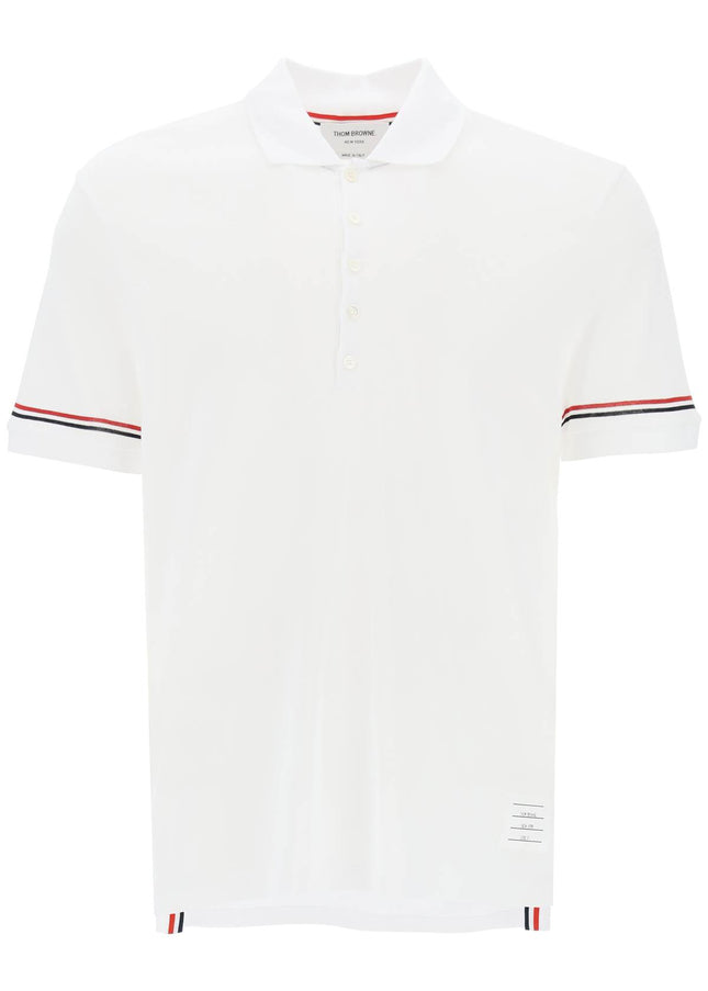 Thom Browne Tricolor Intarsia Polo Shirt White-THOM BROWNE-1-Urbanheer