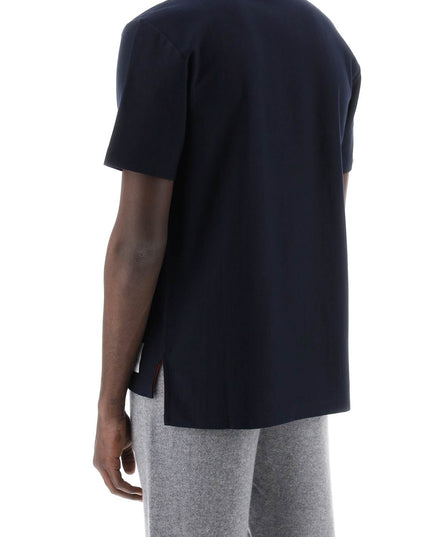 Thom Browne Crewneck T-Shirt With Tricolor Intarsia Blue-T-Shirt-THOM BROWNE-2-Urbanheer