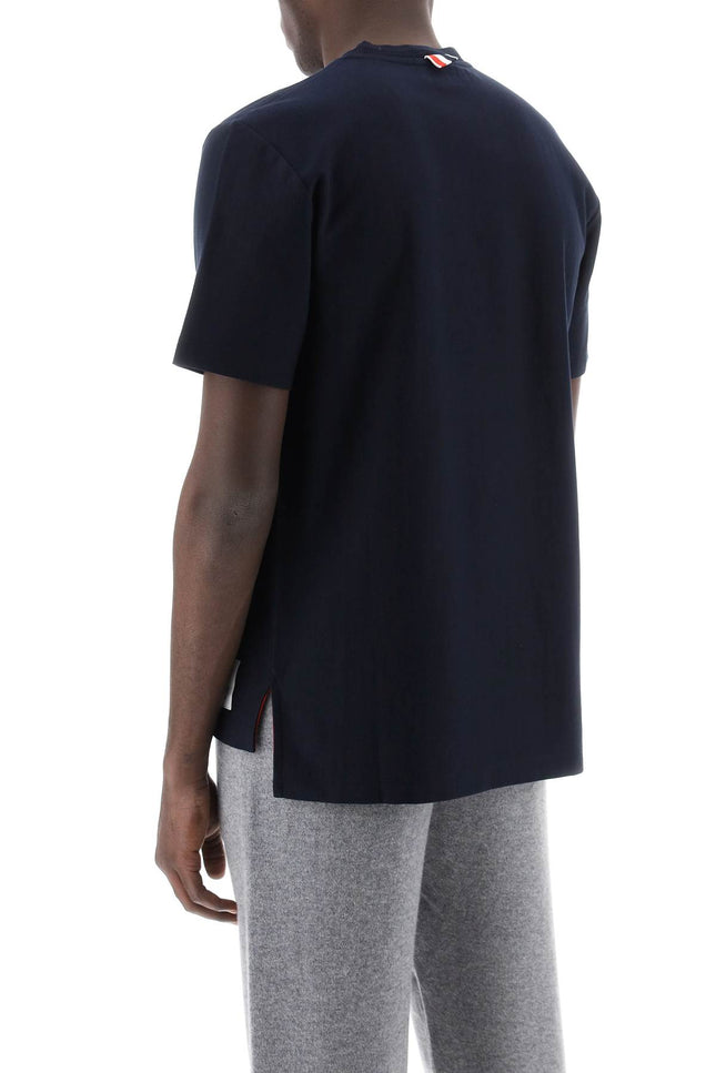 Thom Browne Crewneck T-Shirt With Tricolor Intarsia Blue-T-Shirt-THOM BROWNE-2-Urbanheer