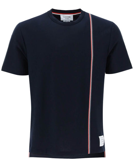 Thom Browne Crewneck T-Shirt With Tricolor Intarsia Blue-T-Shirt-THOM BROWNE-2-Urbanheer