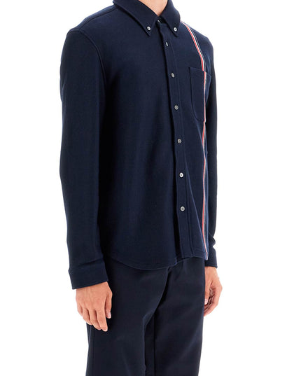 Thom Browne "button-down overshirt in knit with tricolor