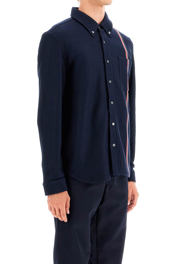 Thom Browne "button-down overshirt in knit with tricolor