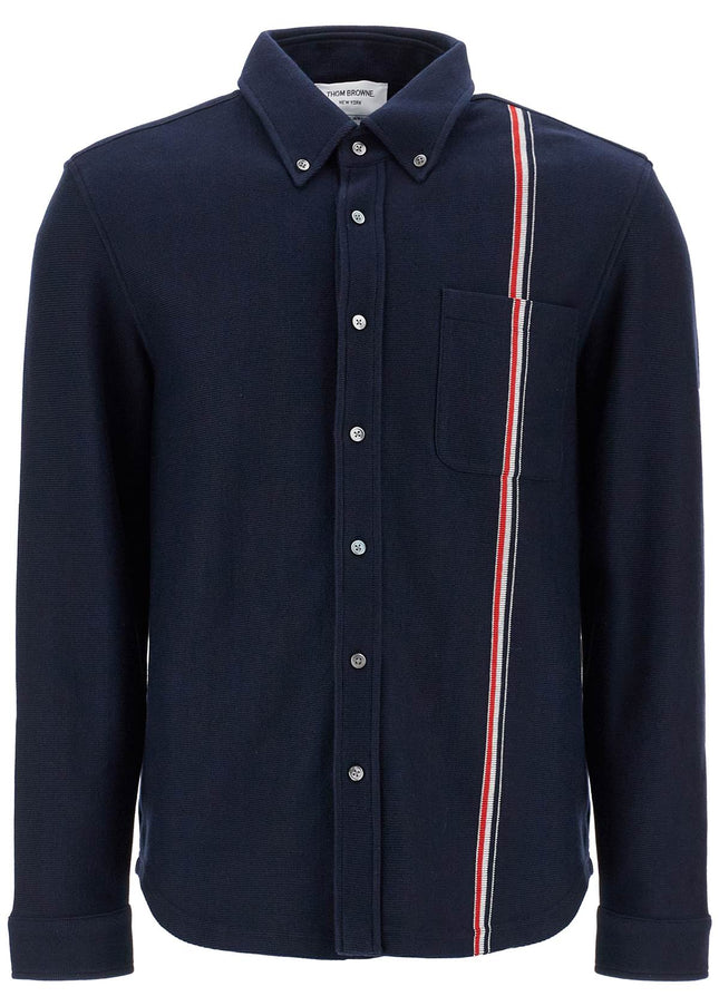 Thom Browne "button-down overshirt in knit with tricolor