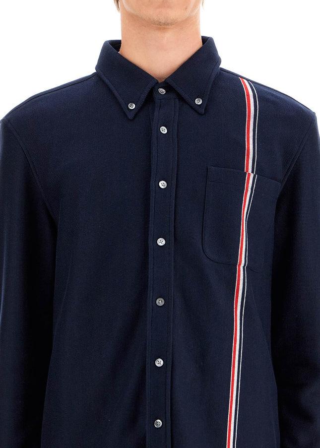 Thom Browne "button-down overshirt in knit with tricolor