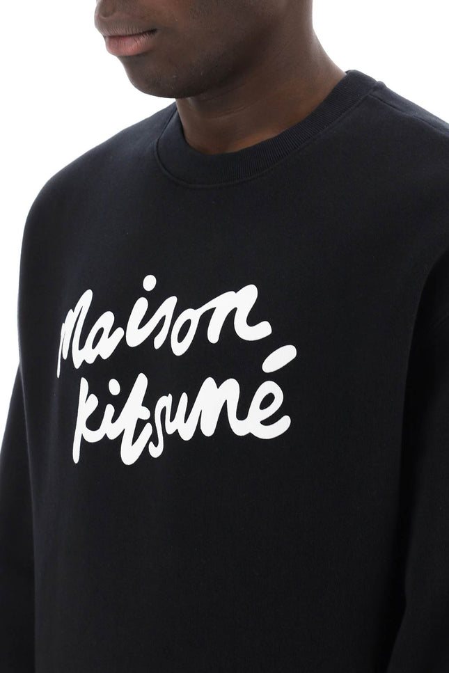 Maison Kitsune Crewneck Sweatshirt With Logo Black-Sweatshirt-MAISON KITSUNE-Urbanheer