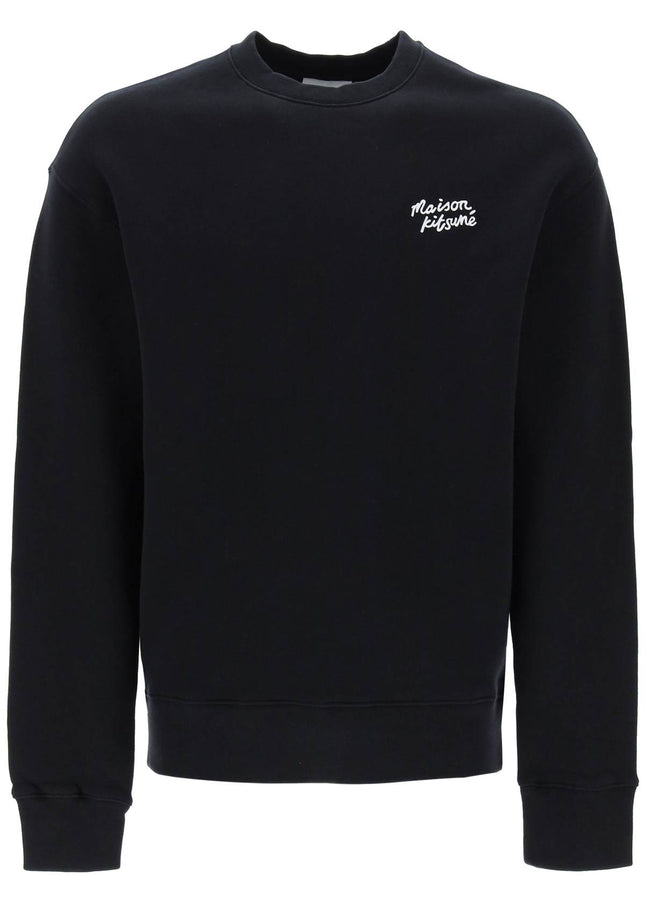 Maison Kitsune Crewneck Sweatshirt With Logo Lettering Black-Sweatshirt-MAISON KITSUNE-S-Urbanheer