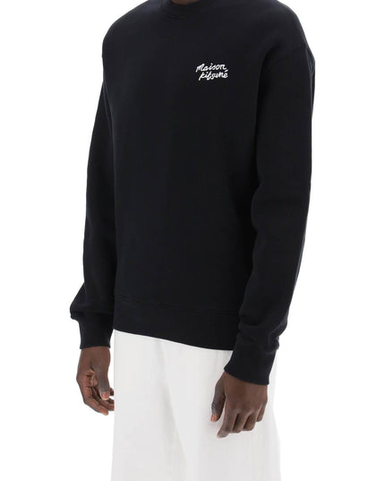 Maison Kitsune Crewneck Sweatshirt With Logo Lettering Black-Sweatshirt-MAISON KITSUNE-Urbanheer