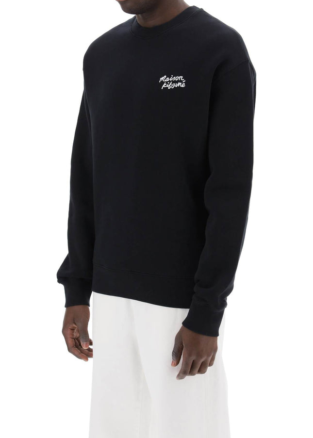 Maison Kitsune Crewneck Sweatshirt With Logo Lettering Black-Sweatshirt-MAISON KITSUNE-Urbanheer