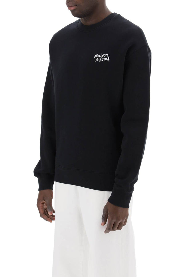 Maison Kitsune Crewneck Sweatshirt With Logo Lettering Black-Sweatshirt-MAISON KITSUNE-Urbanheer