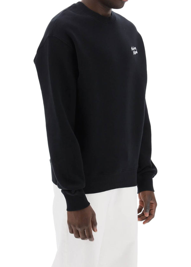 Maison Kitsune Crewneck Sweatshirt With Logo Lettering Black-Sweatshirt-MAISON KITSUNE-Urbanheer