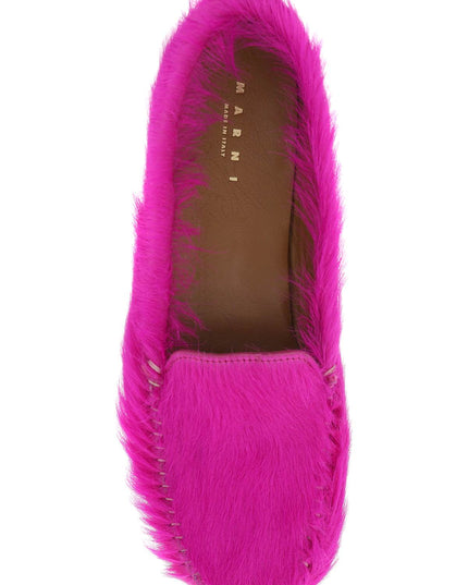 Marni long-haired leather moccasins in