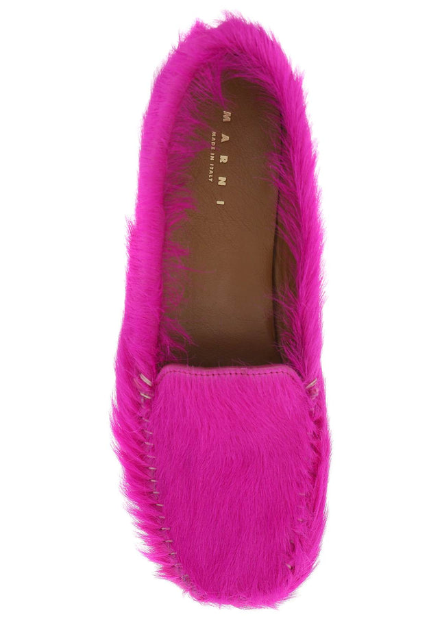 Marni long-haired leather moccasins in