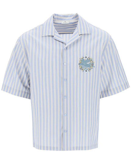 Etro pegasus striped bowling shirt