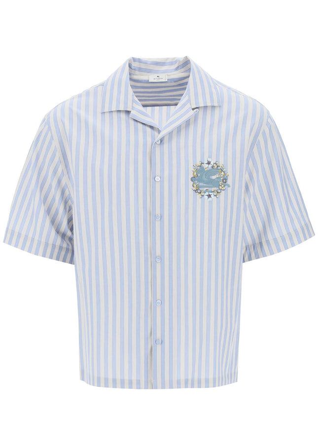 Etro pegasus striped bowling shirt