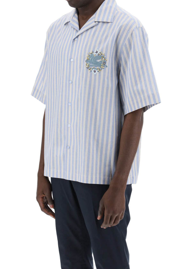 Etro pegasus striped bowling shirt