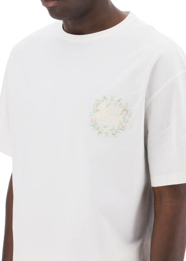 Etro floral pegasus embroidered t-shirt